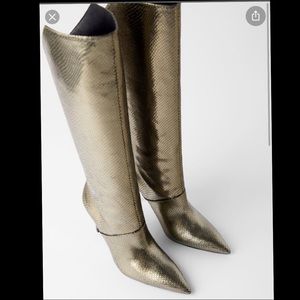 COPY - Zara Boots gold snakeskin blue collection size 6.5